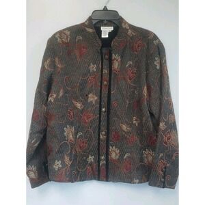 Coldwater Creek Women Multi-Color Fall Floral Baroque Blazer Jacket Size 16